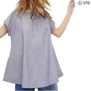 Free People Crazy Hearts Chambray Babydoll Top Medium